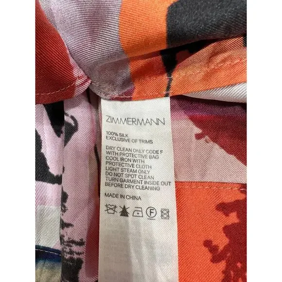 Zimmermann Pink Poster Print Wavelength Mini Dress - Sz 0 - Picture 5 of 6